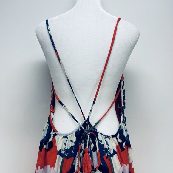 Free People Intimately Mini Dress Sz S Sweet Lucy Slip Ruffle Hem Sleeveles Red - Picture 5 of 10